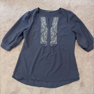 👗 Brixon Ivy- Mandrake Embroidered Bib Blouse- Size Medium